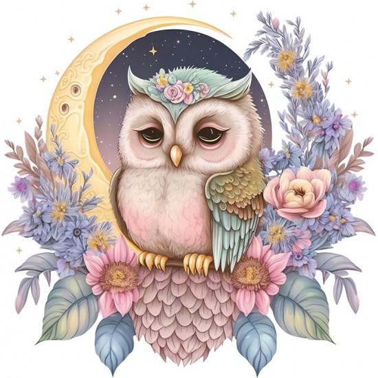 Sticker decorativ, Bufnita, Multicolor, 60 cm, 1296STK-4