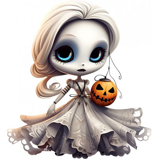 Sticker decorativ, Halloween, Waterproof, Alb, 64 cm, 1306STK-14