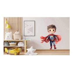 Sticker decorativ Baiat Supererou, Rosu, 65 cm, 1309STK-1 Sticker decorativ Baiat Supererou, Rosu, 65 cm, 1309STK-1