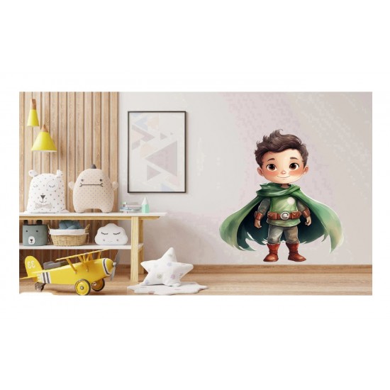 Sticker decorativ Baiat Supererou, Verde, 64 cm, 1309STK-9
