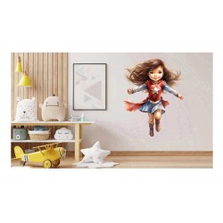 Sticker decorativ Fata Supererou, Rosu, 76 cm, 1310STK Sticker decorativ Fata Supererou, Rosu, 76 cm, 1310STK