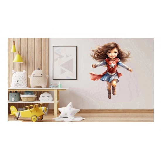 Sticker decorativ Fata Supererou, Rosu, 76 cm, 1310STK Sticker decorativ Fata Supererou, Rosu, 76 cm, 1310STK