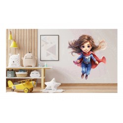 Sticker decorativ Fata Supererou, Albastru, 62 cm, 1310STK-10