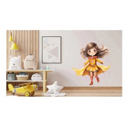 Sticker decorativ Fata Supererou, Galben, 63 cm, 1310STK-4