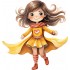 Sticker decorativ Fata Supererou, Galben, 63 cm, 1310STK-4