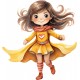 Sticker decorativ Fata Supererou, Galben, 63 cm, 1310STK-4 Sticker decorativ Fata Supererou, Galben, 63 cm, 1310STK-4