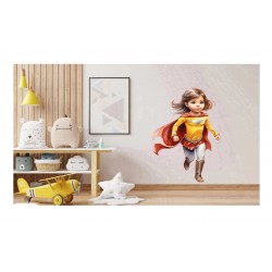 Sticker decorativ Fata Supererou, Galben-Rosu, 89 cm, 1310STK-8