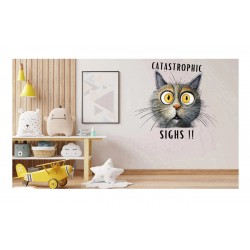 Sticker decorativ Pisica, Gri, 62 cm, 1313STK-7 Sticker decorativ Pisica, Gri, 62 cm, 1313STK-7