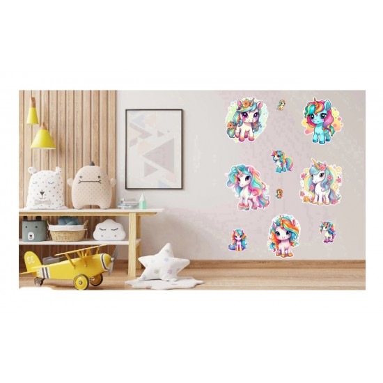 Sticker decorativ Waterproof cu Unicorni, 82x60 cm, 1314STK Sticker decorativ Waterproof cu Unicorni, 82x60 cm, 1314STK