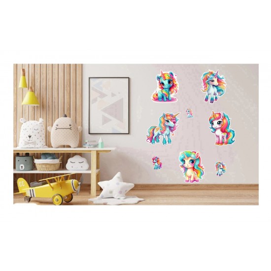 Sticker decorativ Waterproof cu Unicorni, 78x60 cm, 1314STK-2 Sticker decorativ Waterproof cu Unicorni, 78x60 cm, 1314STK-2