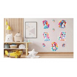 Sticker decorativ Waterproof cu Unicorni,  83x60 cm, 1314STK-3