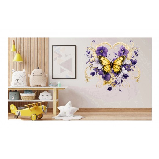 Sticker decorativ Fluture, Galben, 60 cm, 1316STK-3 Sticker decorativ Fluture, Galben, 60 cm, 1316STK-3
