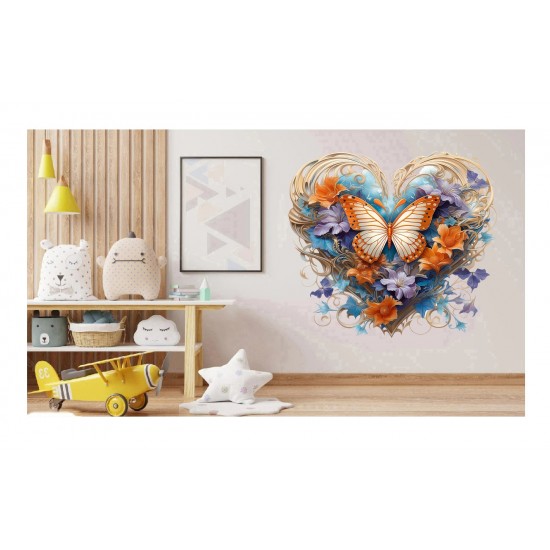 Sticker decorativ Fluture, Multicolor, 61 cm, 1316STK-6 Sticker decorativ Fluture, Multicolor, 61 cm, 1316STK-6