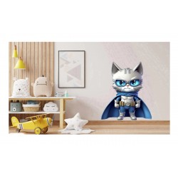 Sticker decorativ, Pisica Supererou, Gri, 70 cm, 1318STK-5 Sticker decorativ, Pisica Supererou, Gri, 70 cm, 1318STK-5