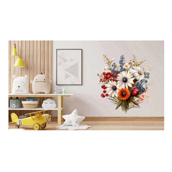 Sticker decorativ, Flori Salbatice, Alb, 62 cm, 1319STK-4