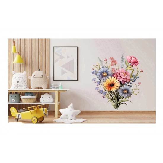 Sticker decorativ, Flori Salbatice, Turcoaz, 69 cm, 1319STK-5