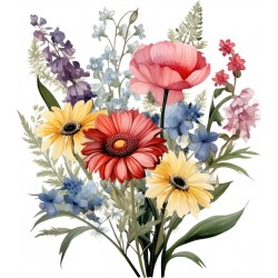 Sticker decorativ, Flori Salbatice, Rosu, 68 cm, 1319STK-7