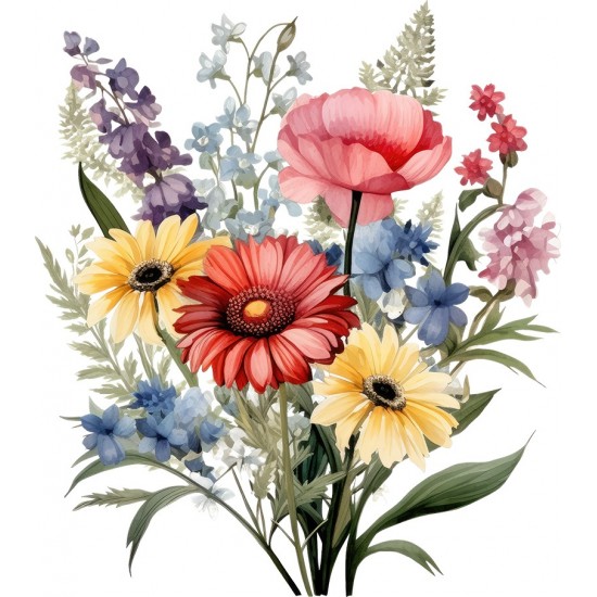 Sticker decorativ, Flori Salbatice, Rosu, 68 cm, 1319STK-7 Sticker decorativ, Flori Salbatice, Rosu, 68 cm, 1319STK-7