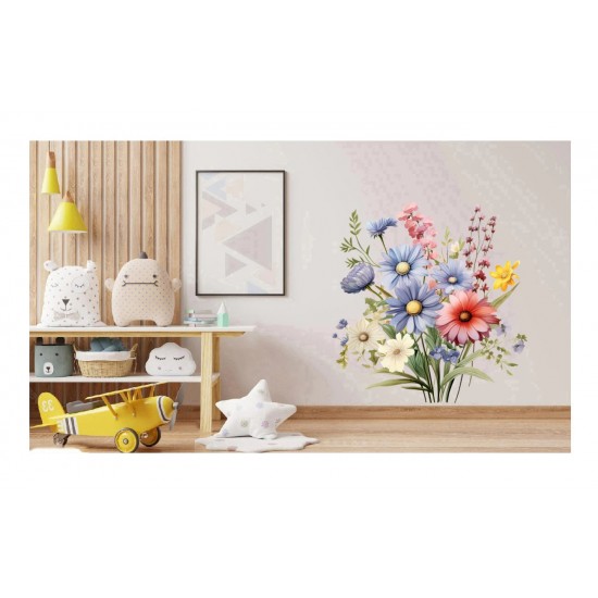 Sticker decorativ, Flori Salbatice, Multicolor, 63 cm, 1319STK-8 Sticker decorativ, Flori Salbatice, Multicolor, 63 cm, 1319STK-8