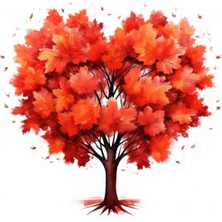 Sticker decorativ, Copac, Portocaliu, 61 cm, 1320STK-5