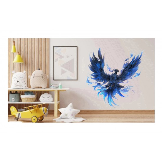 Sticker decorativ, Pasarea Phoenix, Albastru, 63 cm, 1323STK-1
