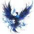 Sticker decorativ, Pasarea Phoenix, Albastru, 63 cm, 1323STK-5