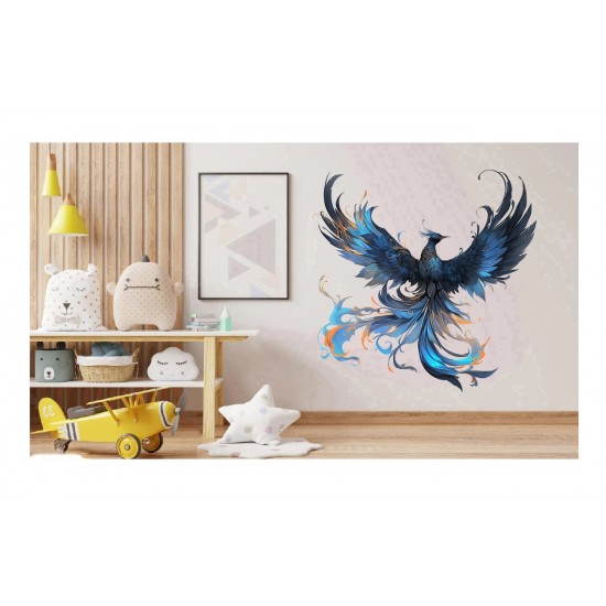 Sticker decorativ, Pasarea Phoenix, Turcoaz, 61 cm, 1323STK-6 Sticker decorativ, Pasarea Phoenix, Turcoaz, 61 cm, 1323STK-6