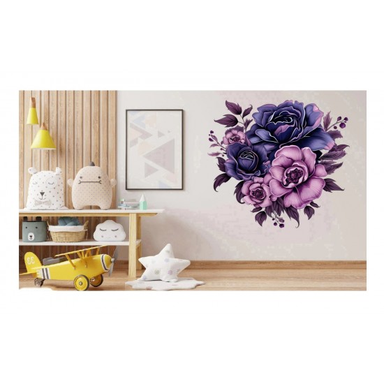 Sticker decorativ, Flori, Multicolor, 61 cm, 1325STK-2