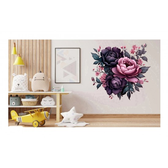 Sticker decorativ, Flori, Multicolor, 61 cm, 1325STK-6