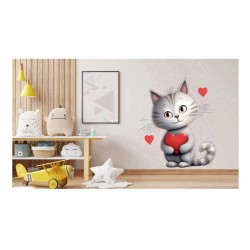 Sticker decorativ, Pisica, Alb, 65 cm, 1326STK-2 Sticker decorativ, Pisica, Alb, 65 cm, 1326STK-2