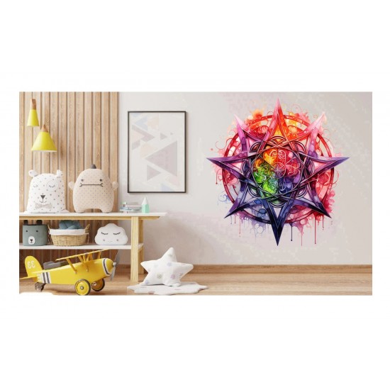 Sticker decorativ, Stea, Multicolor, 61 cm, 1328STK-1