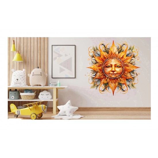 Sticker decorativ, Soare, Portocaliu, 62 cm, 1328STK-4 Sticker decorativ, Soare, Portocaliu, 62 cm, 1328STK-4