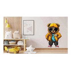 Sticker decorativ, Teddy Hip Hop, Galben, 90 cm, 1332STK