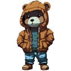 Sticker decorativ, Teddy Hip Hop, Maro, 90 cm, 1332STK-4