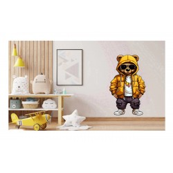 Sticker decorativ, Teddy Hip Hop, Portocaliu, 90 cm, 1332STK-6