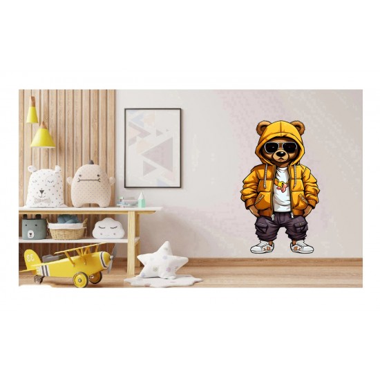 Sticker decorativ, Teddy Hip Hop, Portocaliu, 90 cm, 1332STK-6