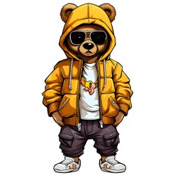 Sticker decorativ, Teddy Hip Hop, Portocaliu, 90 cm, 1332STK-6