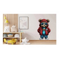 Sticker decorativ, Teddy Hip Hop, Rosu, 90 cm, 1332STK-7