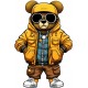 Sticker decorativ, Teddy Hip Hop, Galben, 90 cm, 1332STK-9