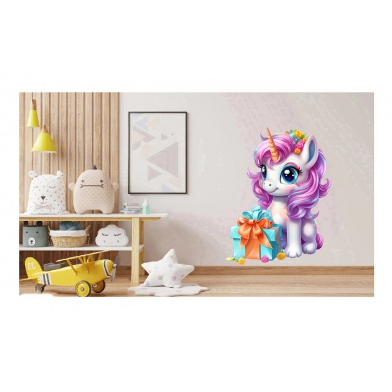 Sticker decorativ, Unicorn, Roz, 86 cm, 1333STK-4