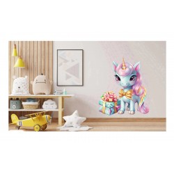 Sticker decorativ, Unicorn, Turcoaz, 67 cm, 1333STK-5