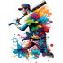 Sticker decorativ, Jucator Baseball, Turcoaz, 82 cm, 1335STK-3