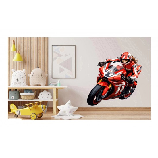 Sticker decorativ, Motocicleta, Rosu, 68 cm, 1336STK-8 Sticker decorativ, Motocicleta, Rosu, 68 cm, 1336STK-8