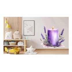 Sticker decorativ, Lumanare cu Lavanda, Mov, 60 cm, 1339STK-6