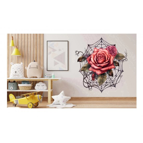 Sticker decorativ, Trandafiri, Rosu, 62 cm, 1343STK-15