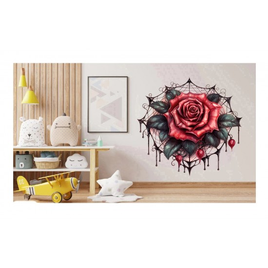 Sticker decorativ, Trandafiri, Rosu, 62 cm, 1343STK-18