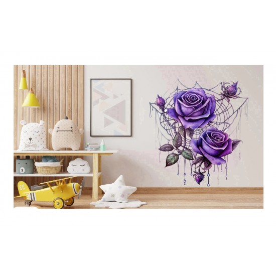 Sticker decorativ, Trandafiri, Mov, 68 cm, 1343STK-3