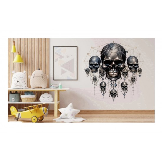 Sticker decorativ, Craniu, Negru, 61 cm, 1343STK-9