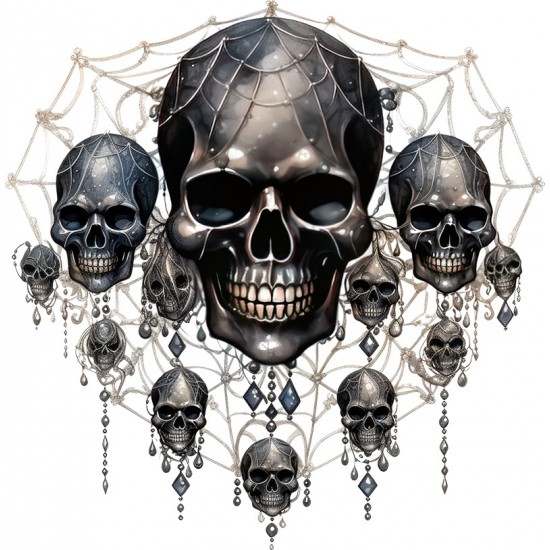Sticker decorativ, Craniu, Negru, 61 cm, 1343STK-9