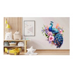 Sticker decorativ, Paun, Multicolor, 64 cm, 1345STK-2